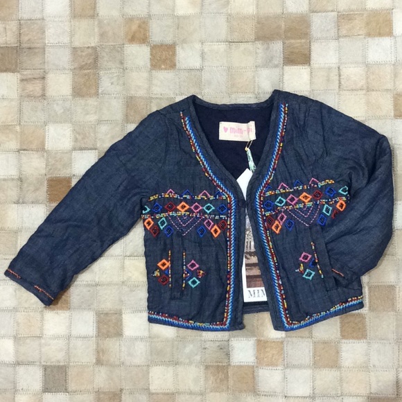 Little girl Embroidered denim jacket - Picture 6 of 6